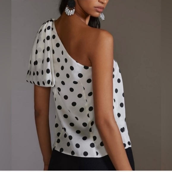Anthropolgie x Sachin Babi Chic Polka Dot One-Shoulder Top. XL polyester new tag - Picture 3 of 6